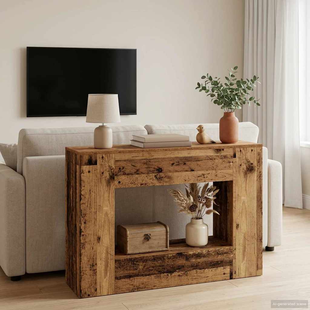Konsolbord i konstrueret træ - 101 × 29 × 74 cm, rustik brun