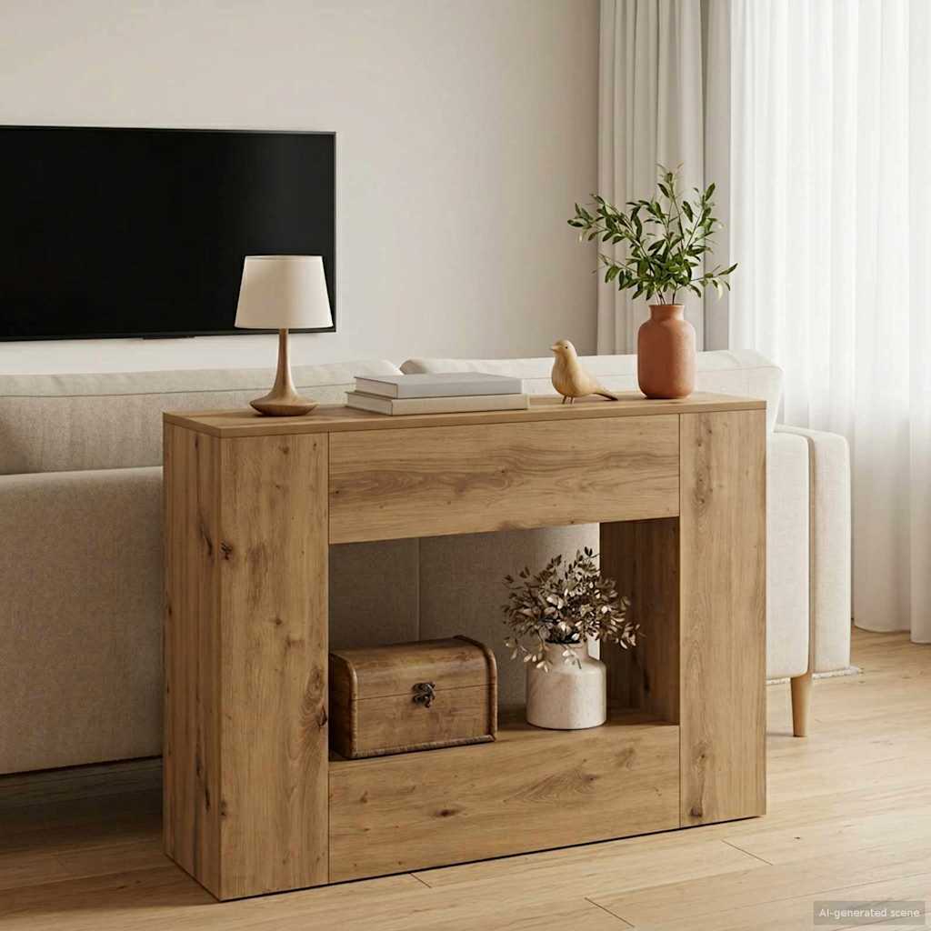 Konsolbord i konstrueret træ - 101 × 29 × 74 cm, egetræslook