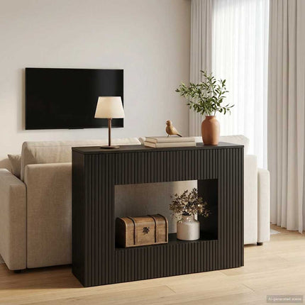 Konsolbord Stribet Sort 101 x 29 x 74 cm Konstrueret træ