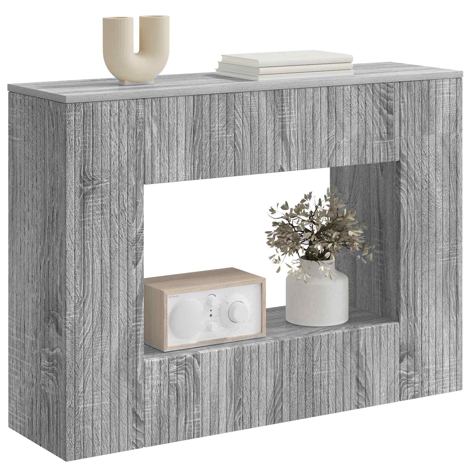 Konsolbord Stribet Grå Sonoma 101 x 29 x 74 cm Konstrueret træ