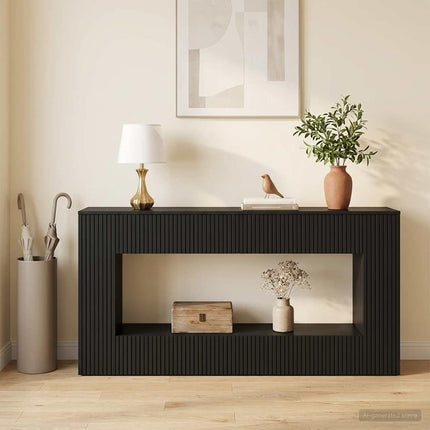 Konsolbord Sort 155 x 29 x 74 cm Konstrueret træ