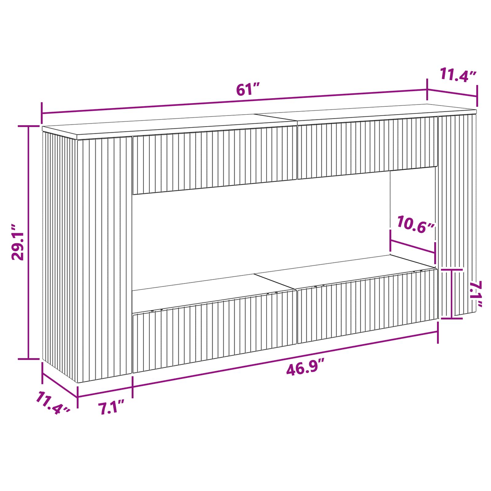 Konsolbord Stribet Sonoma eg 155 x 29 x 74 cm Konstrueret træ