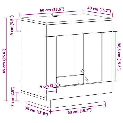 Sidebord Røget eg 60 x 40 x 65 cm Konstrueret træ