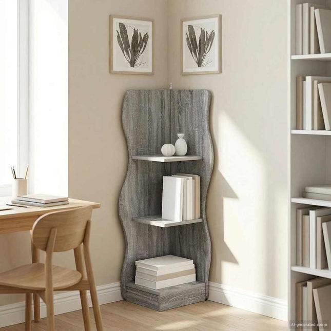 Hjørnehylde Grå sonoma-eg 34 x 33 x 102 cm Konstrueret træ