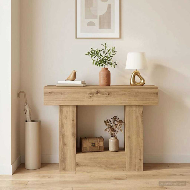 Konsolbord Artisan-eg 101 x 30 x 74 cm Konstrueret træ