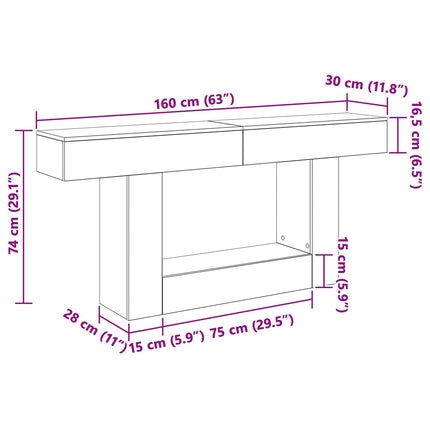 Hvid 160 x 30 x 74 cm