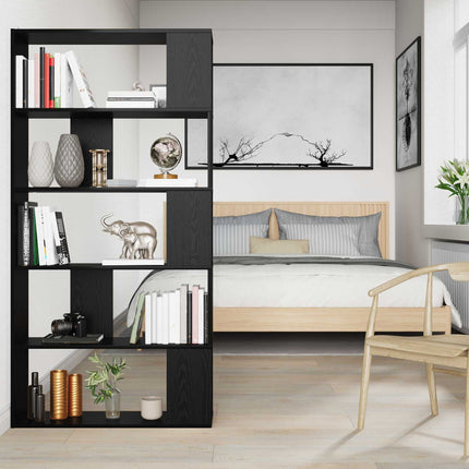 Bogskab 80 x 24 x 159 cm Konstrueret træ Sort eg
