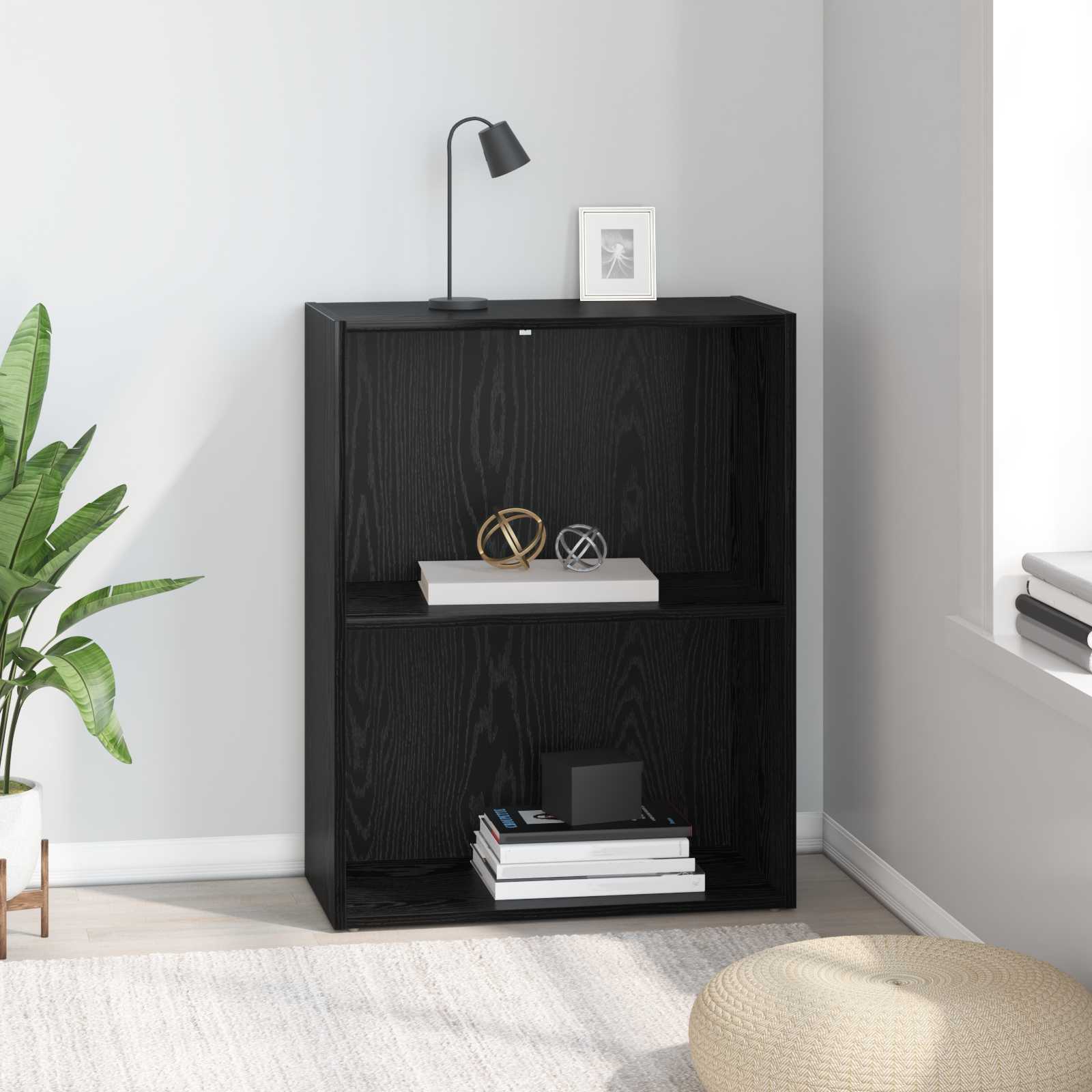 Bogreol i sort eg - 60 × 30 × 76,5 cm, konstrueret træ