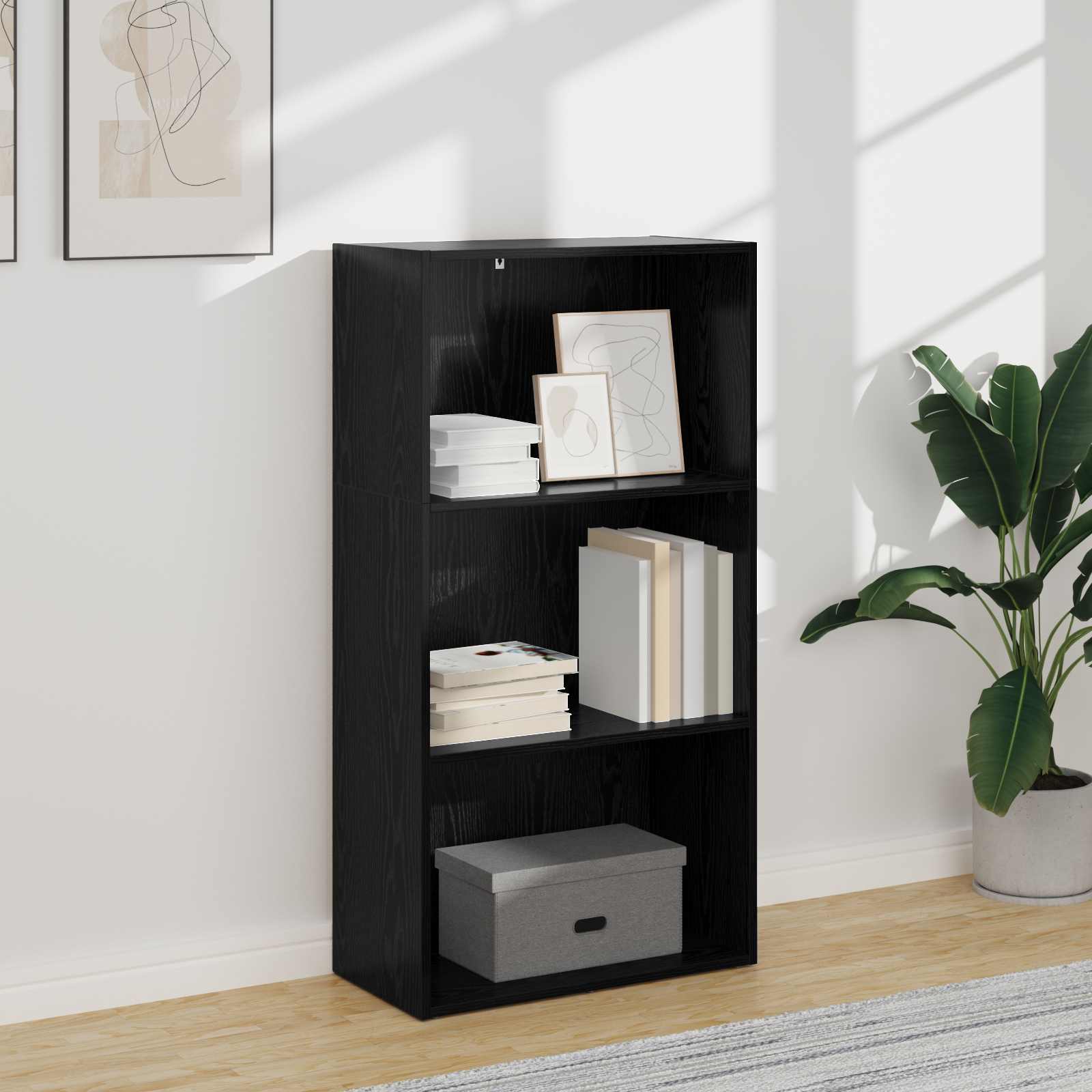 vidaXL Bogreol 60 x 30 x 114 cm Konstrueret træ Sort eg
