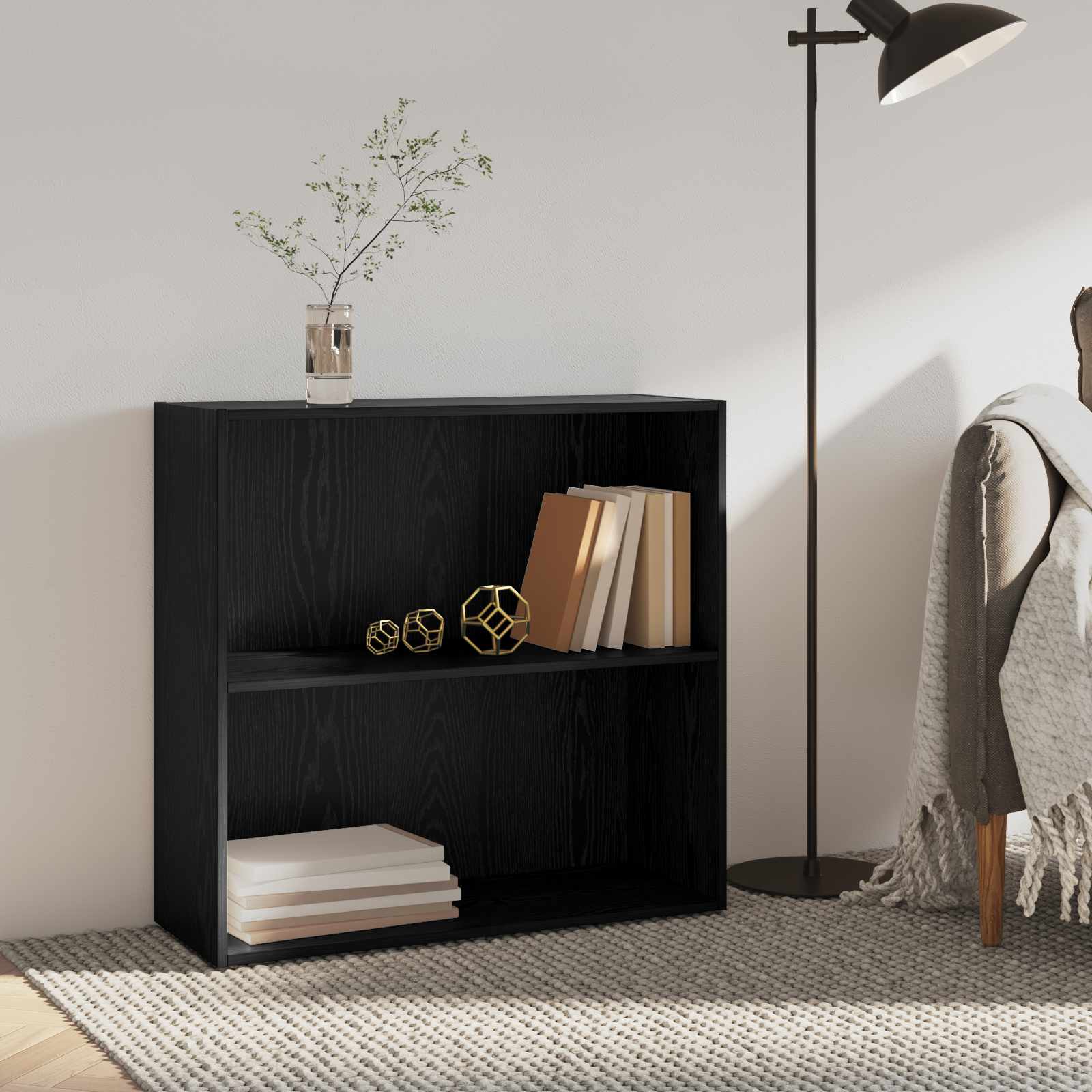 Bogreol i sort eg - 80 × 30 × 76,5 cm - konstrueret træ