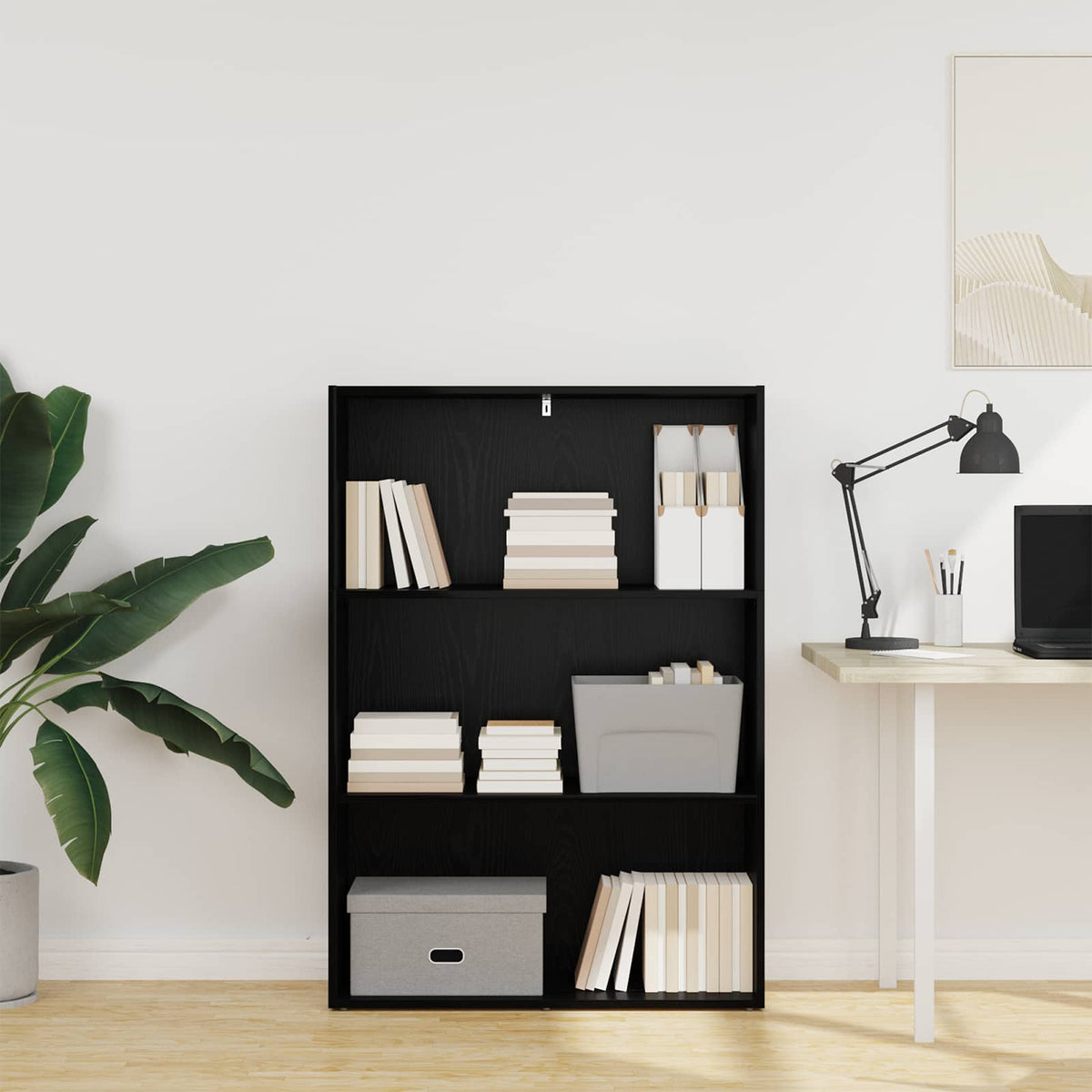 vidaXL Bogreol 80 x 30 x 114 cm Konstrueret træ Sort eg