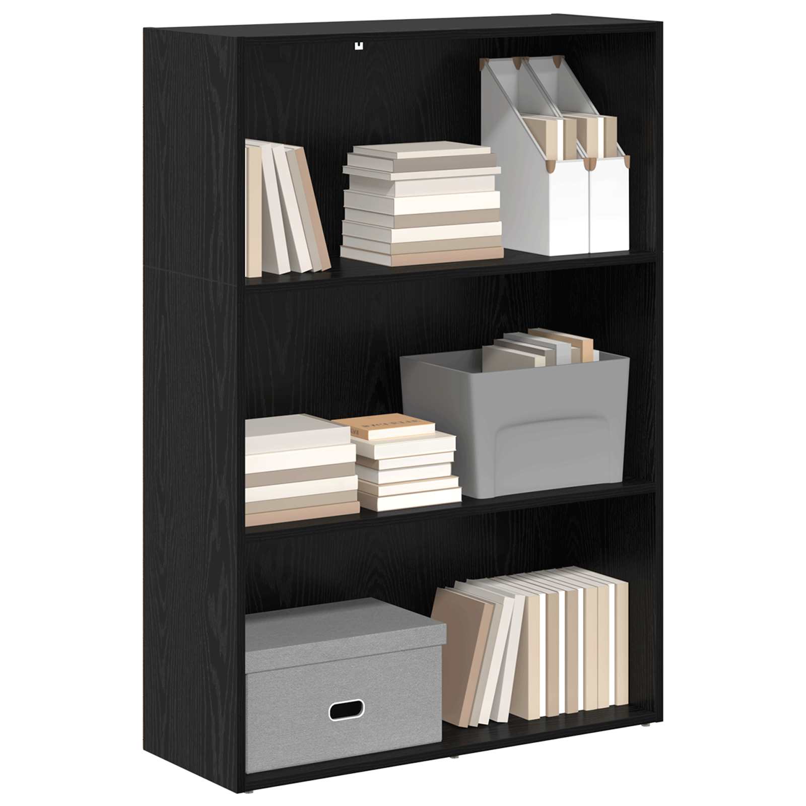 Bogreol Sort eg 80 x 30 x 114 cm Konstrueret træ billede