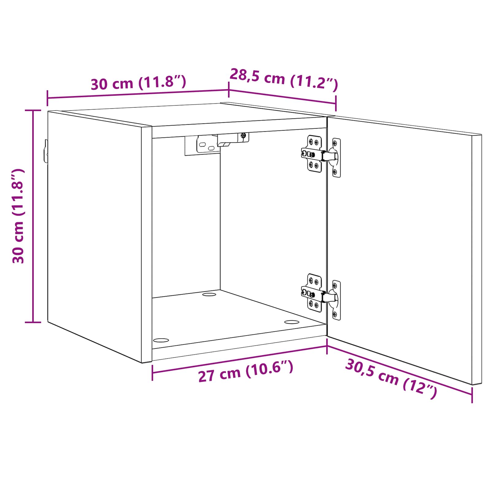 Vægmonteret TV Skab Vægmonteret Gammelt træ 30,5 x 30 x 30 cm