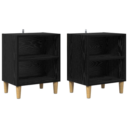 Sengeskab 2 pcs Sort eg 40 x 30 x 50 cm Konstrueret træ