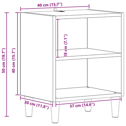 Sengeskab 2 pcs Sort eg 40 x 30 x 50 cm Konstrueret træ