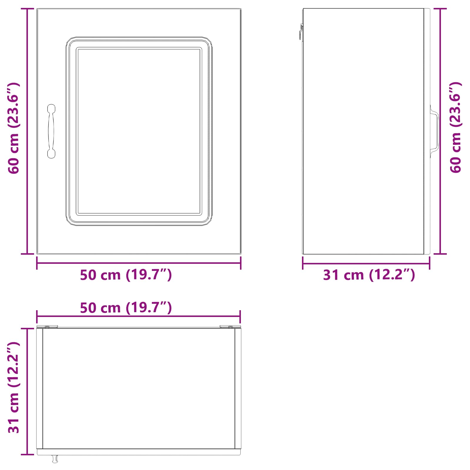 Panel til opvaskemaskine Kalmar Sort eg 50 x 31 x 60 cm