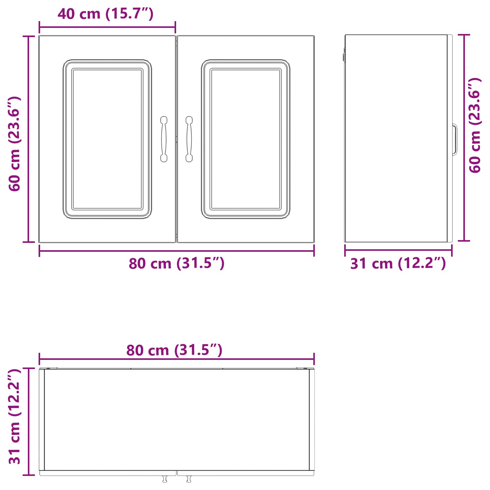 Panel til opvaskemaskine Kalmar Sort eg 80 x 31 x 60 cm