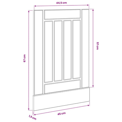 Panel til opvaskemaskine LUCCA Sort eg 45 x 1,5 x 57 cm