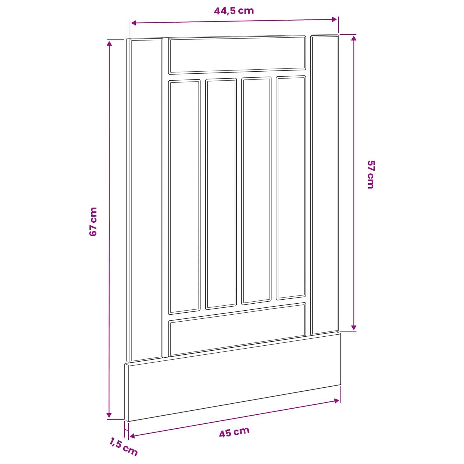 Panel til opvaskemaskine LUCCA Sort eg 45 x 1,5 x 57 cm