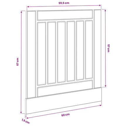 Panel til opvaskemaskine LUCCA Sort eg 60 x 1,5 x 57 cm