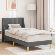 Sengestel Ensfarvet med hovedgærde Mørkegrå 90 x 200 cm Stof