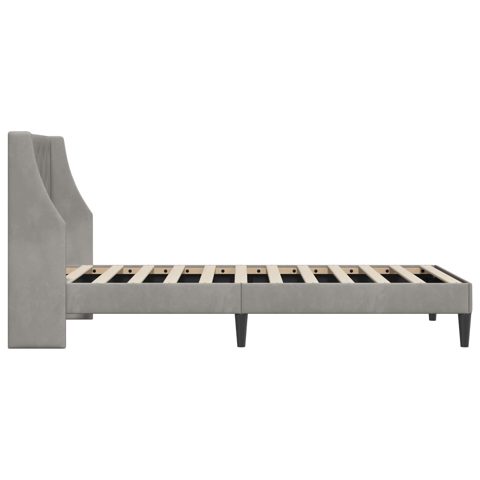 Sengestel med hovedgærde Lysegrå 90 x 200 cm Fløjl