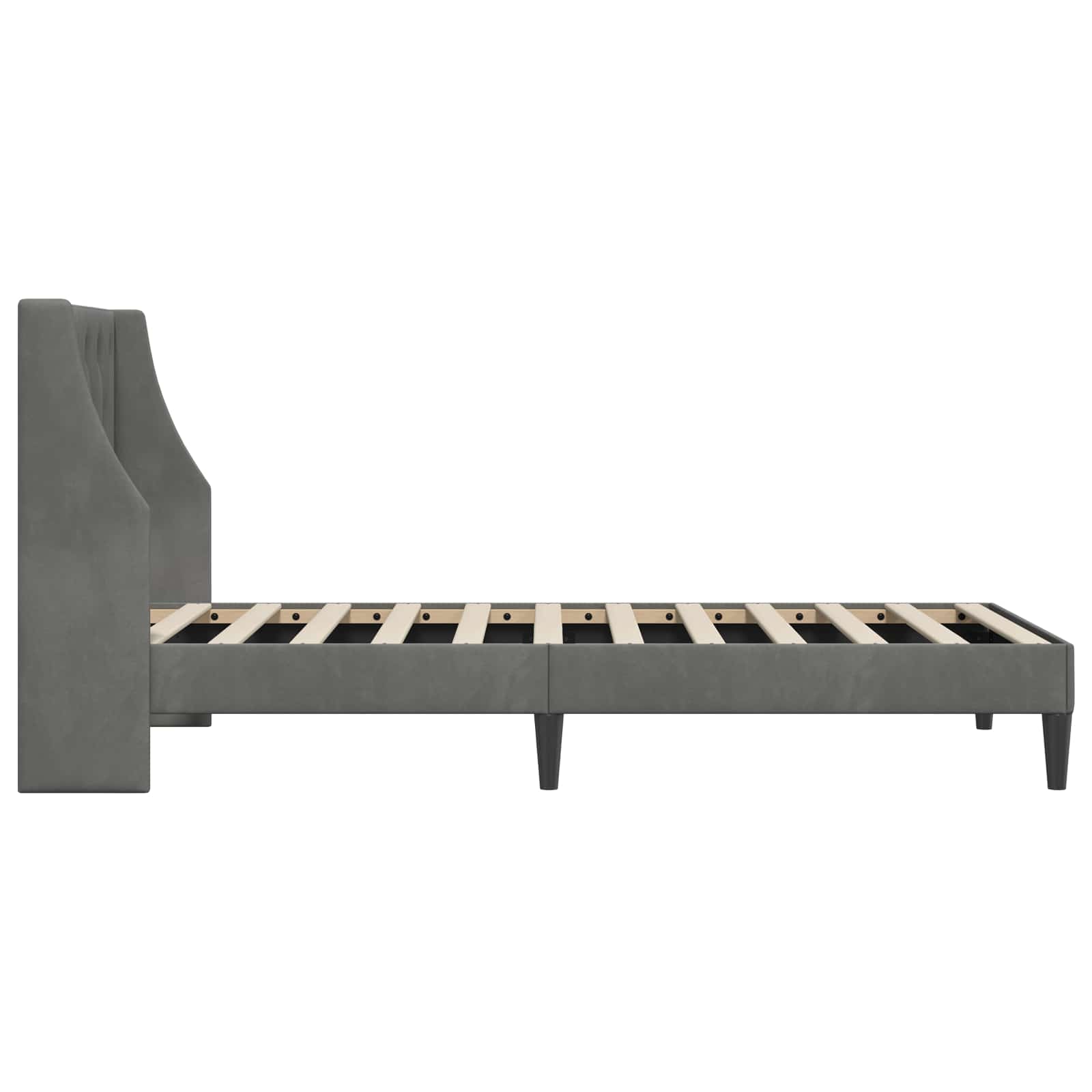 Sengestel med hovedgærde Mørkegrå 90 x 200 cm Fløjl