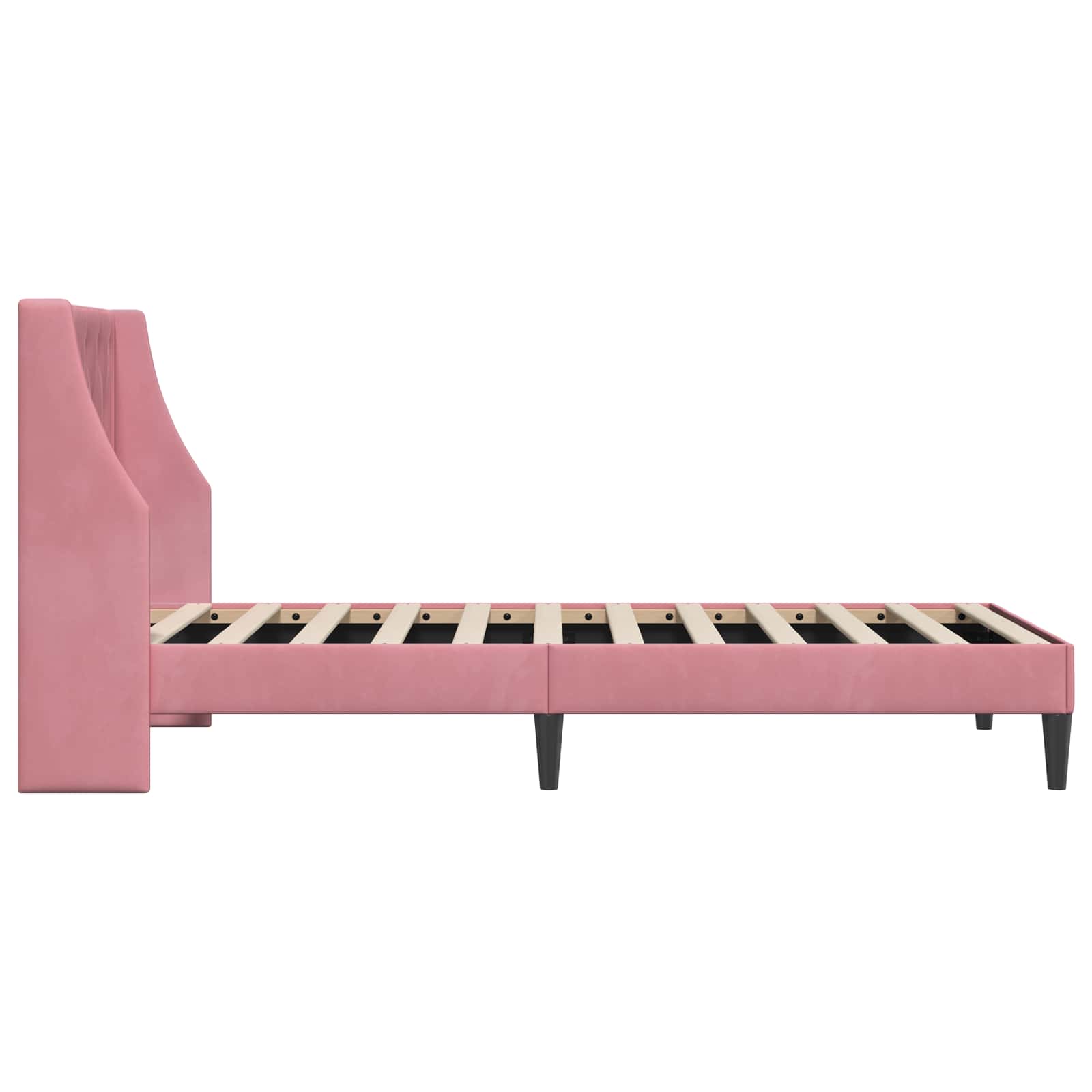 Sengestel med hovedgærde Lyserød 100 x 200 cm Fløjl