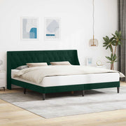 Sengestel med hovedgærde Mørkegrøn 180 x 200 cm Fløjl