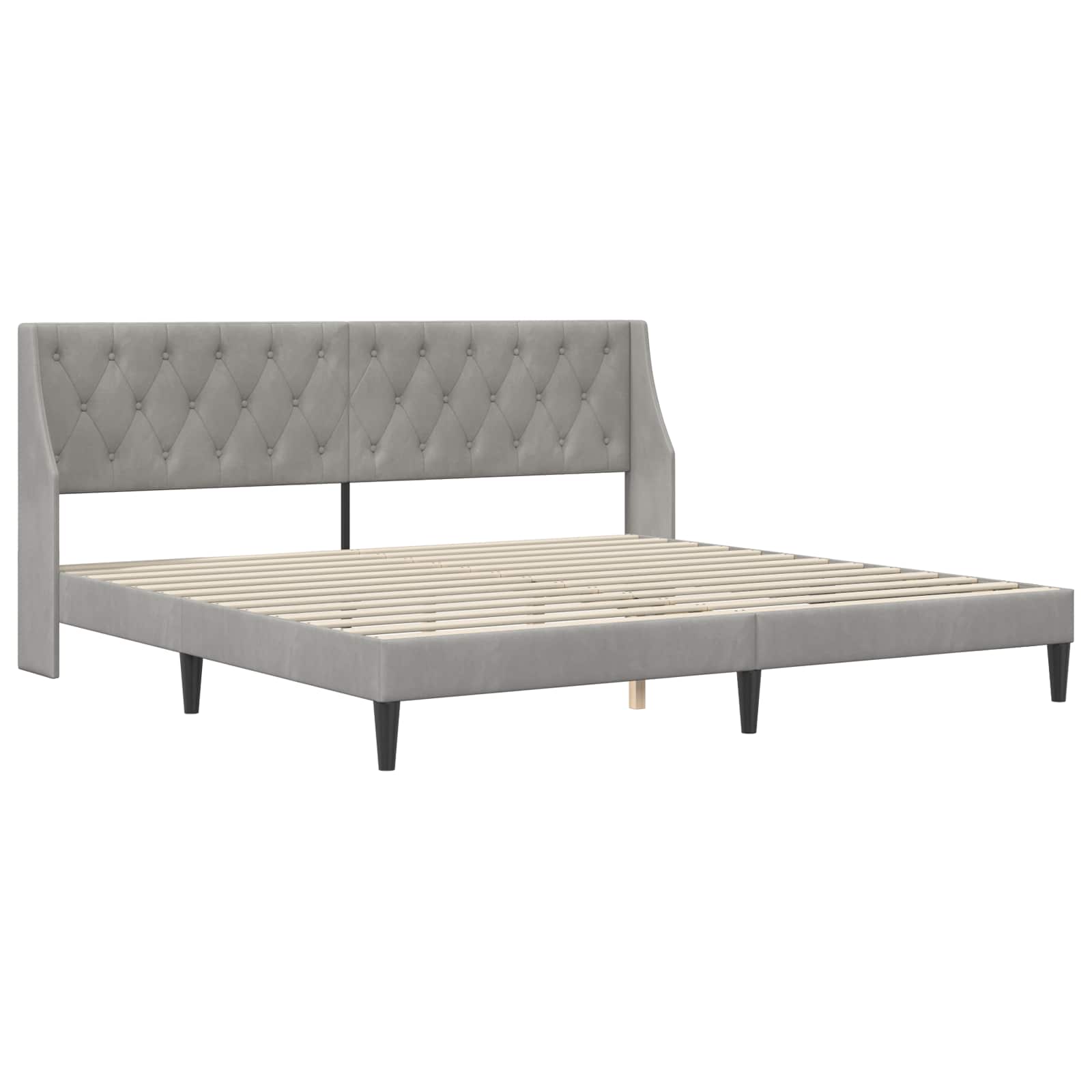 Sengestel med hovedgærde Lysegrå 200 x 200 cm Fløjl