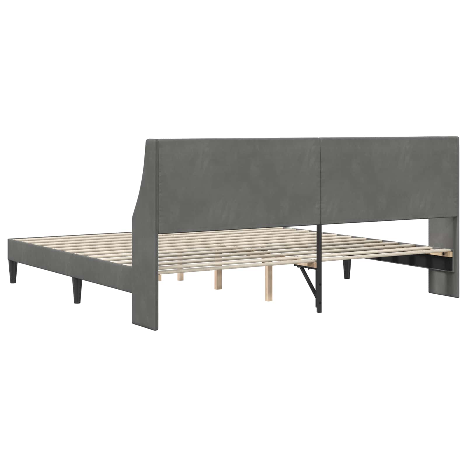 Sengestel med hovedgærde Mørkegrå 200 x 200 cm Fløjl