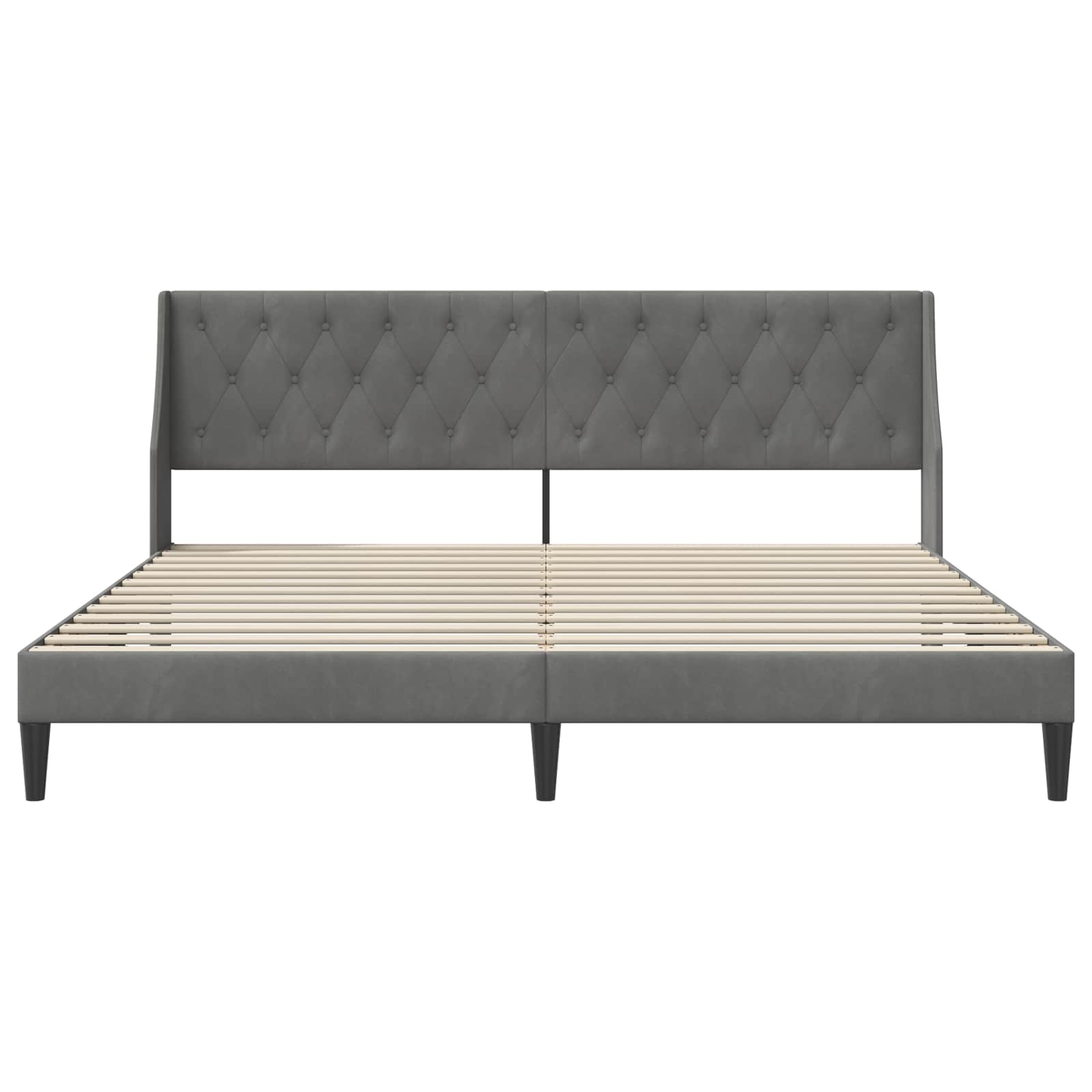 Sengestel med hovedgærde Mørkegrå 200 x 200 cm Fløjl