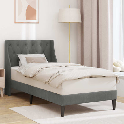 Sengestel med hovedgærde Mørkegrå 100 x 203 cm Fløjl