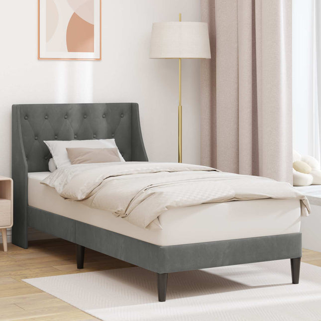 Sengestel med hovedgærde Mørkegrå 100 x 203 cm Fløjl