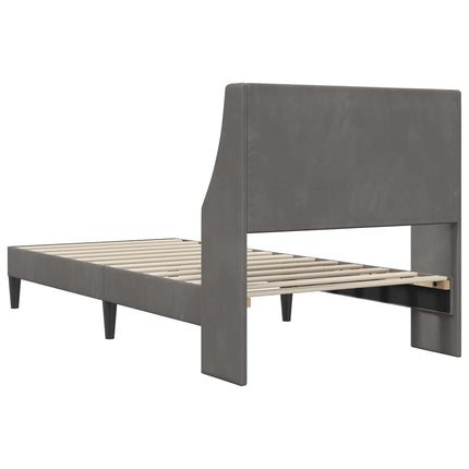 Sengestel med hovedgærde Mørkegrå 100 x 203 cm Fløjl