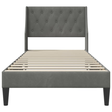 Sengestel med hovedgærde Mørkegrå 100 x 203 cm Fløjl