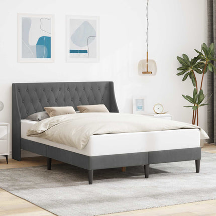 Sengestel med hovedgærde Mørkegrå 153 x 203 cm Fløjl