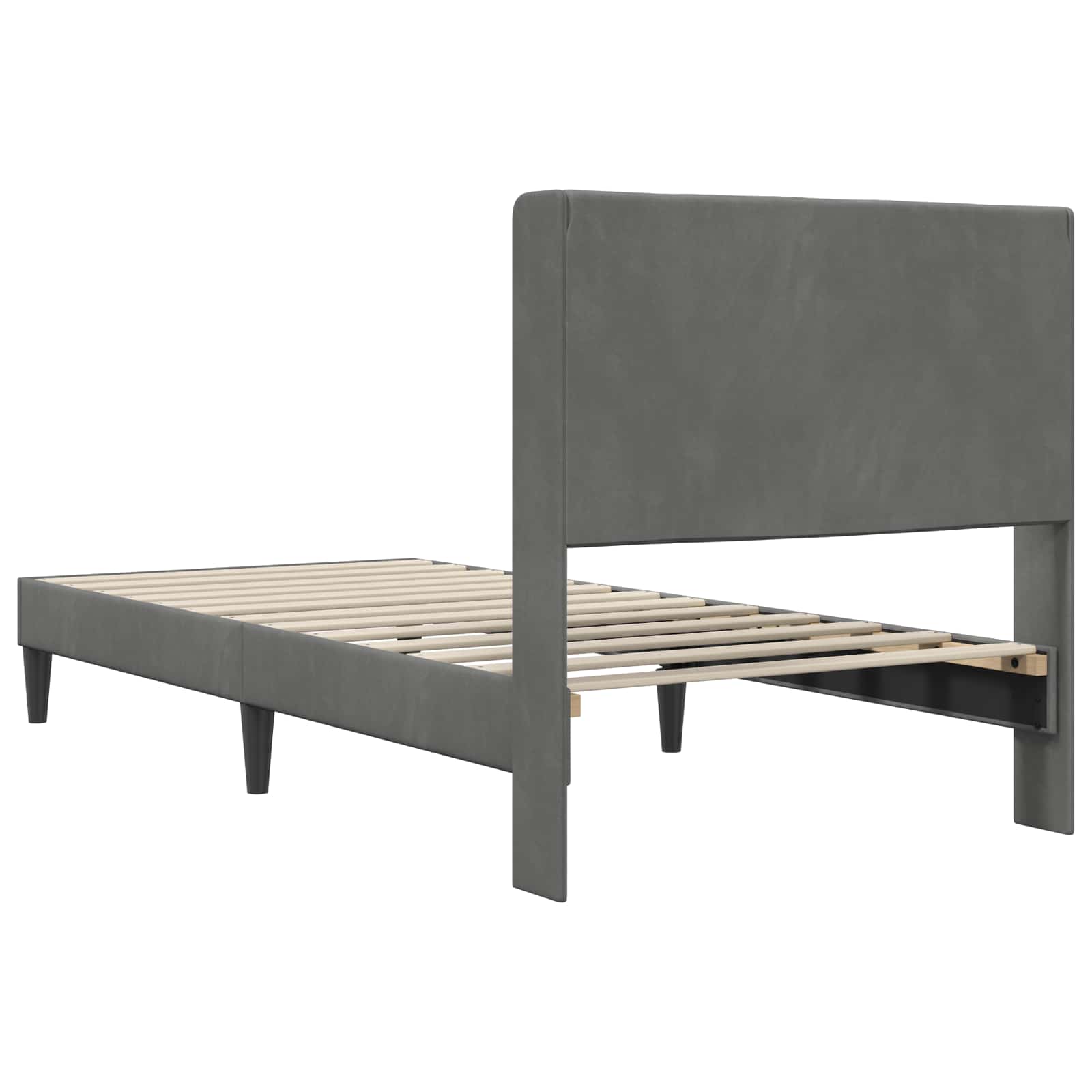Sengestel med hovedgærde Mørkegrå 80 x 200 cm Fløjl