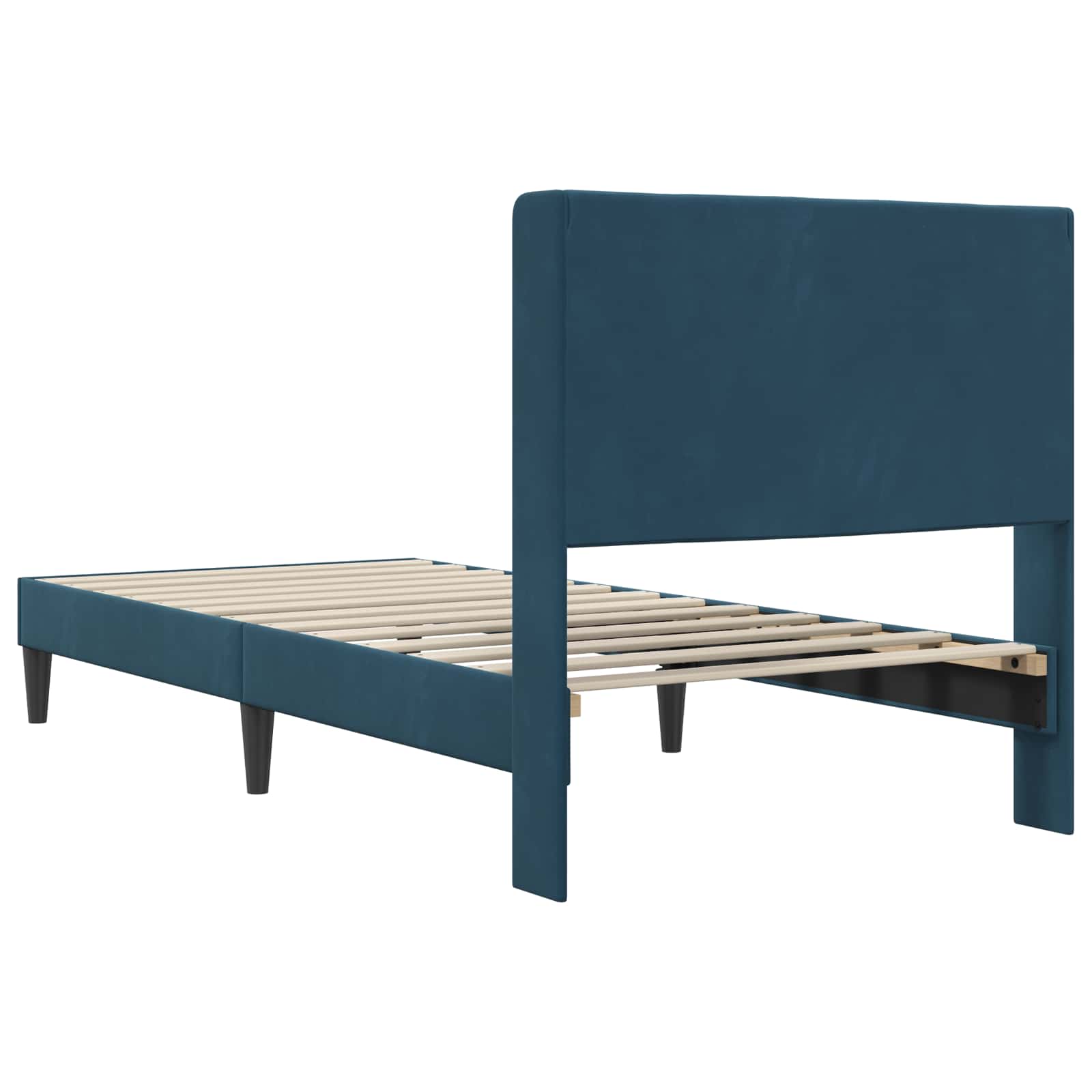 Sengestel med hovedgærde Blå 100 x 200 cm Fløjl