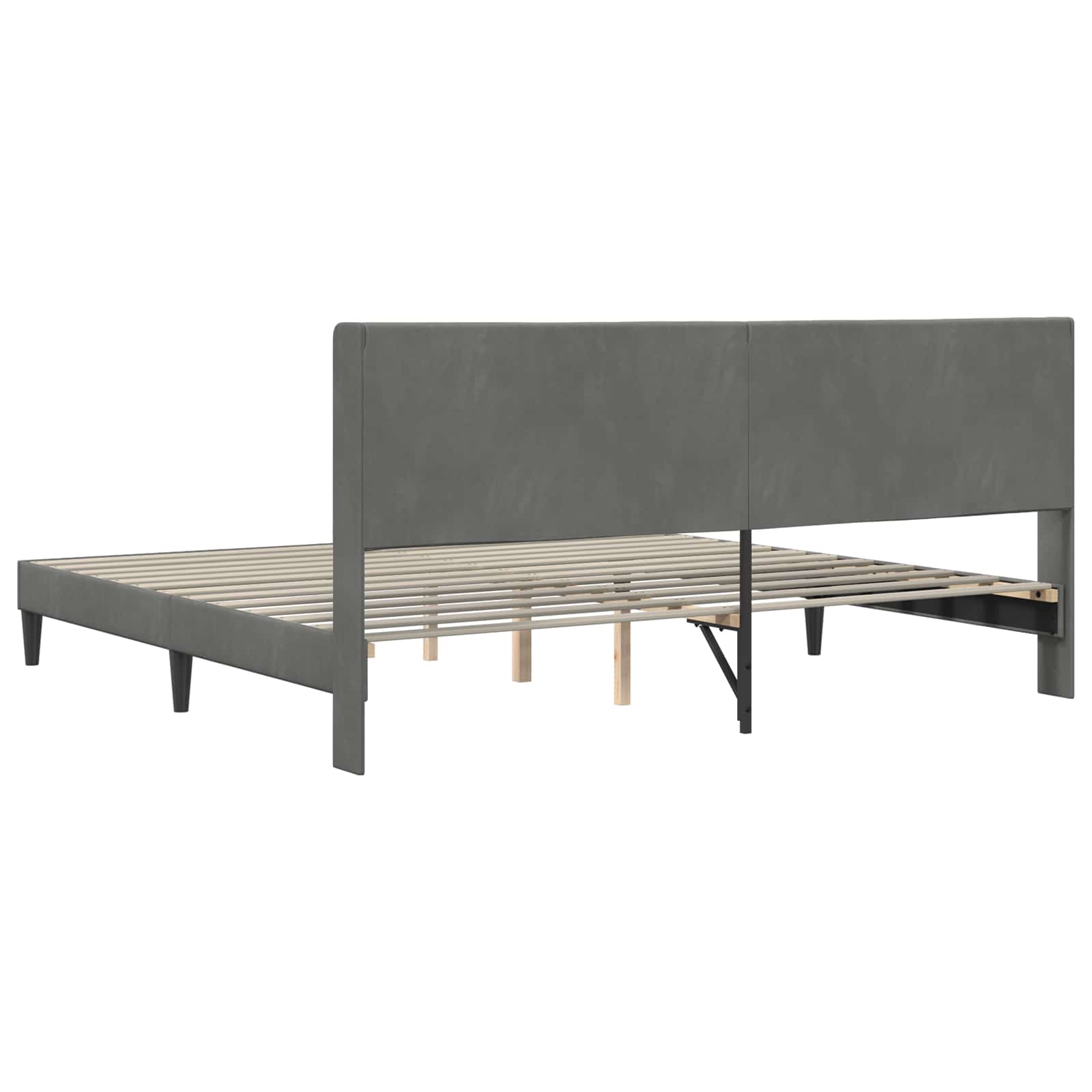 Sengestel med hovedgærde Mørkegrå 200 x 200 cm Fløjl