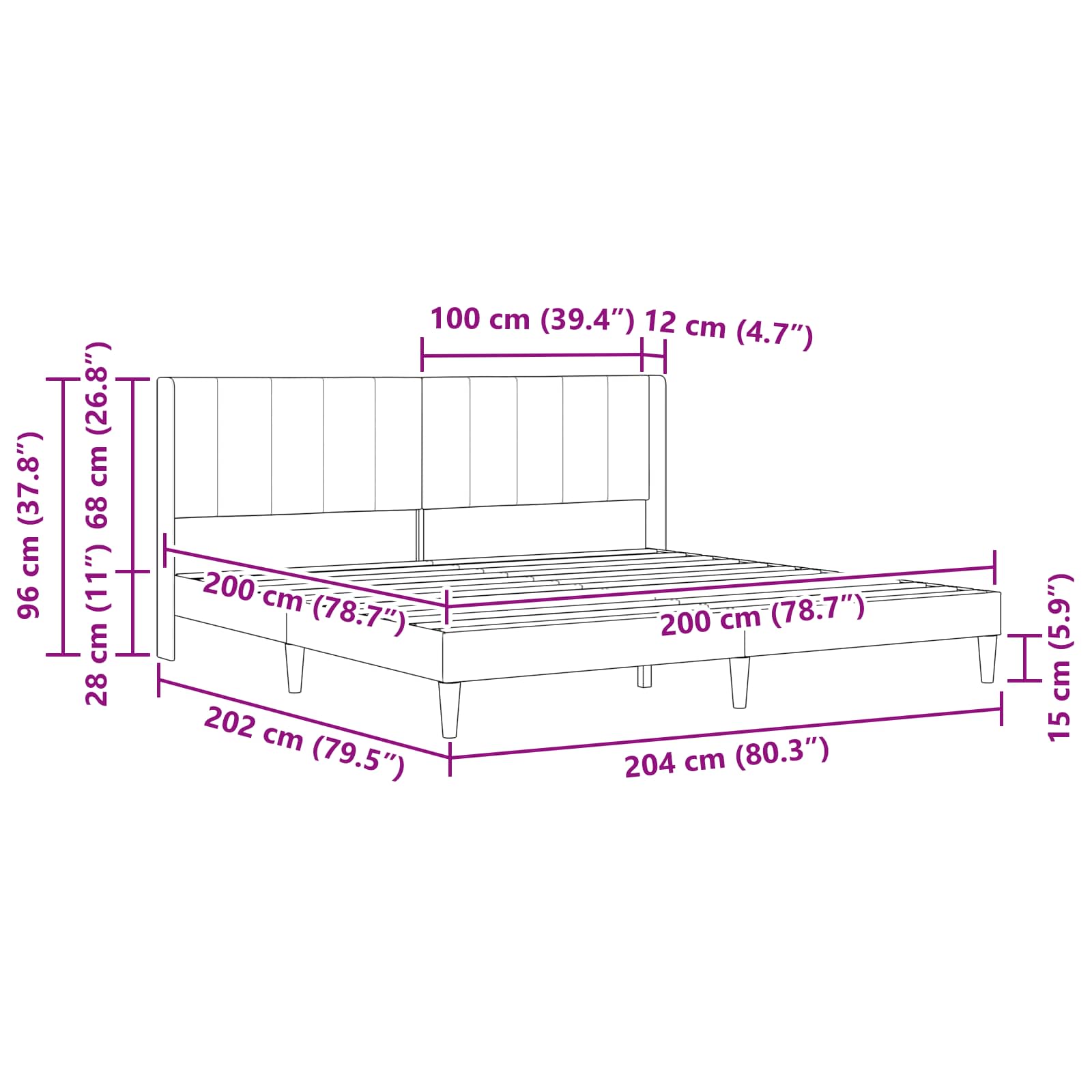 Sengestel med hovedgærde Mørkegrå 200 x 200 cm Fløjl