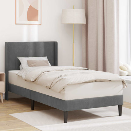Sengestel med hovedgærde Mørkegrå 100 x 190 cm Fløjl
