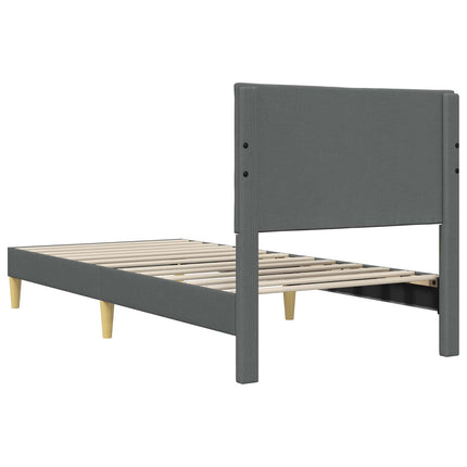 Sengestel med hovedgærde Mørkegrå 100 x 203 cm Stof