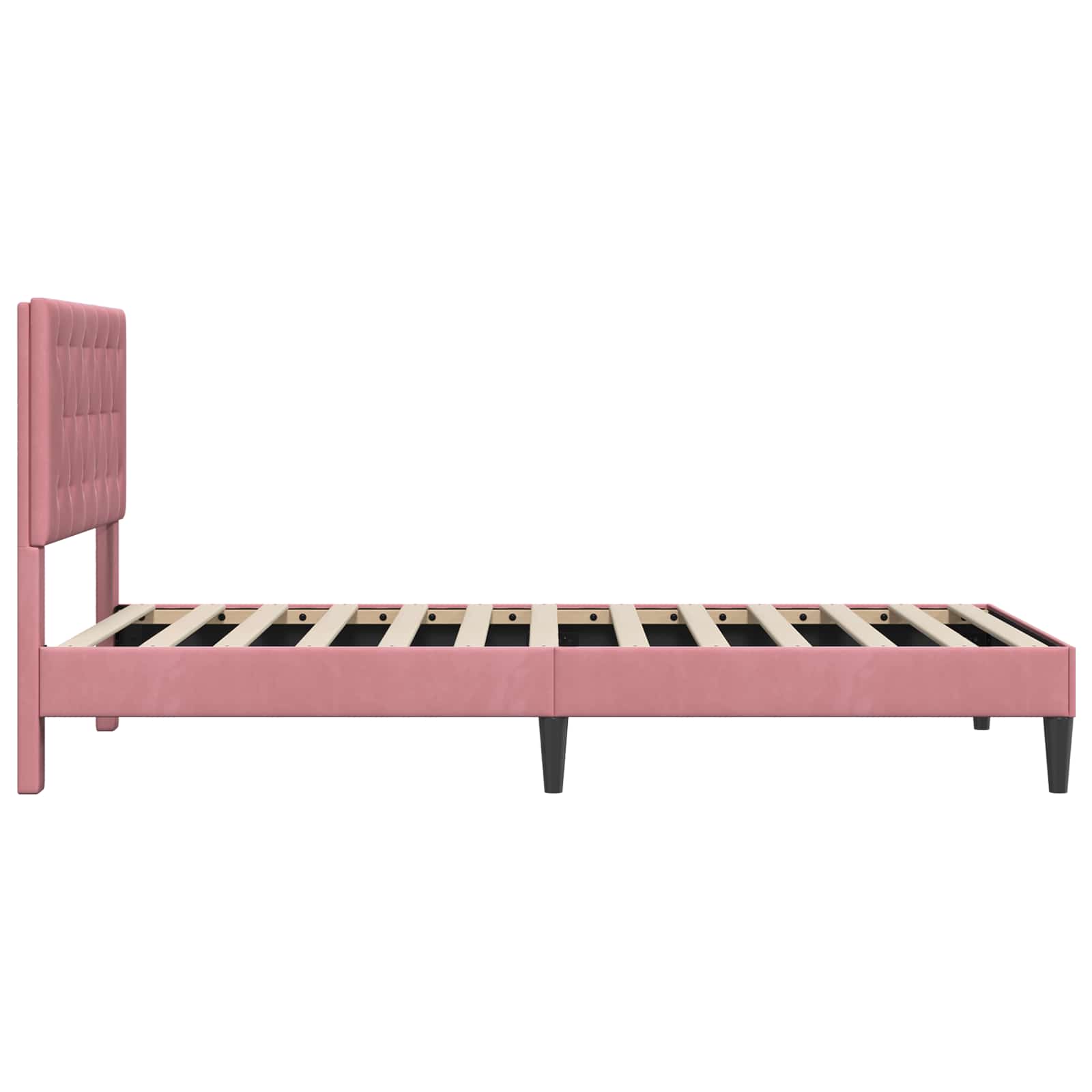 Sengestel med hovedgærde Lyserød 90 x 200 cm Fløjl