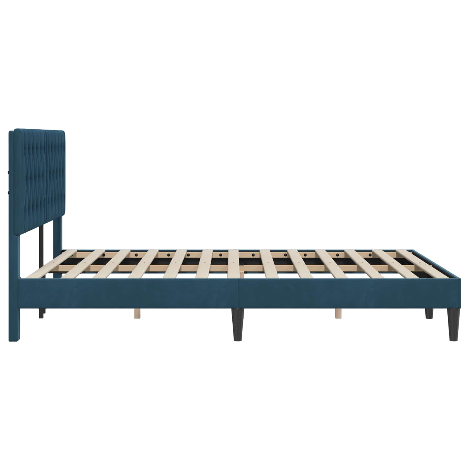 Sengestel med hovedgærde Blå 140 x 200 cm Fløjl
