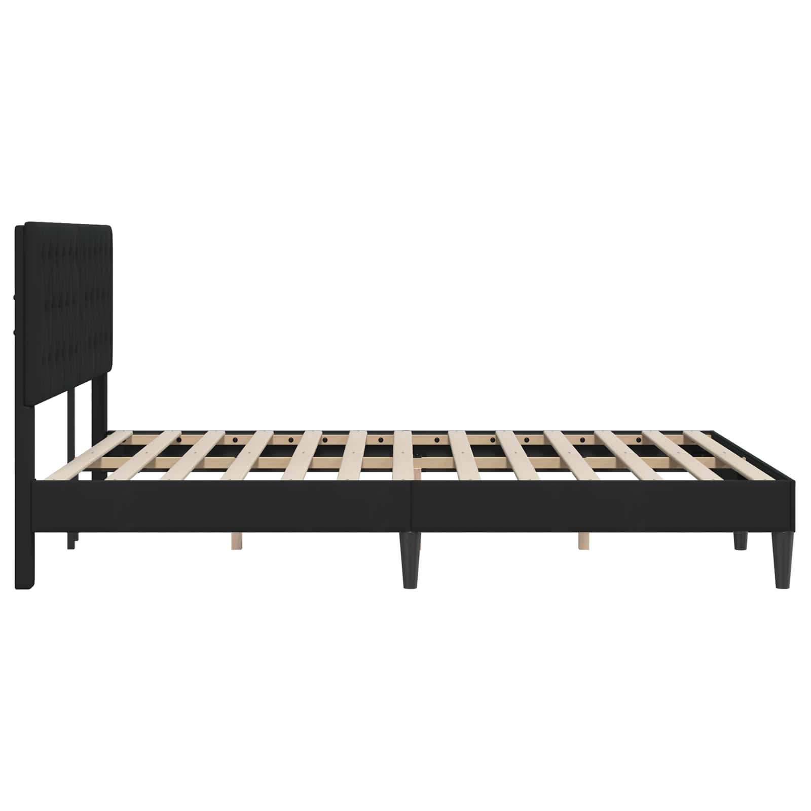 Sengestel med hovedgærde Sort 160 x 200 cm Fløjl