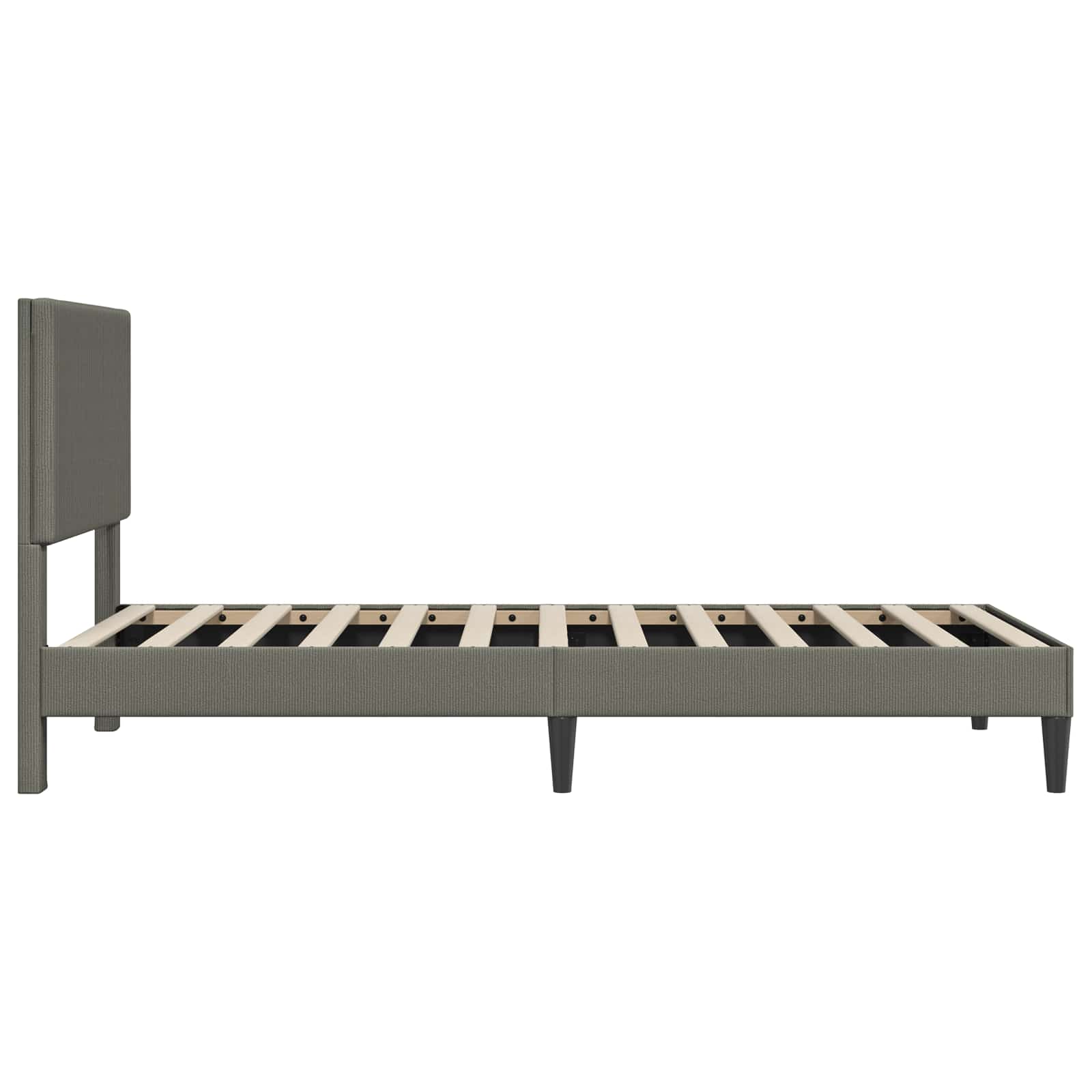 Sengestel med hovedgærde Lysegrå 90 x 200 cm Velourstof