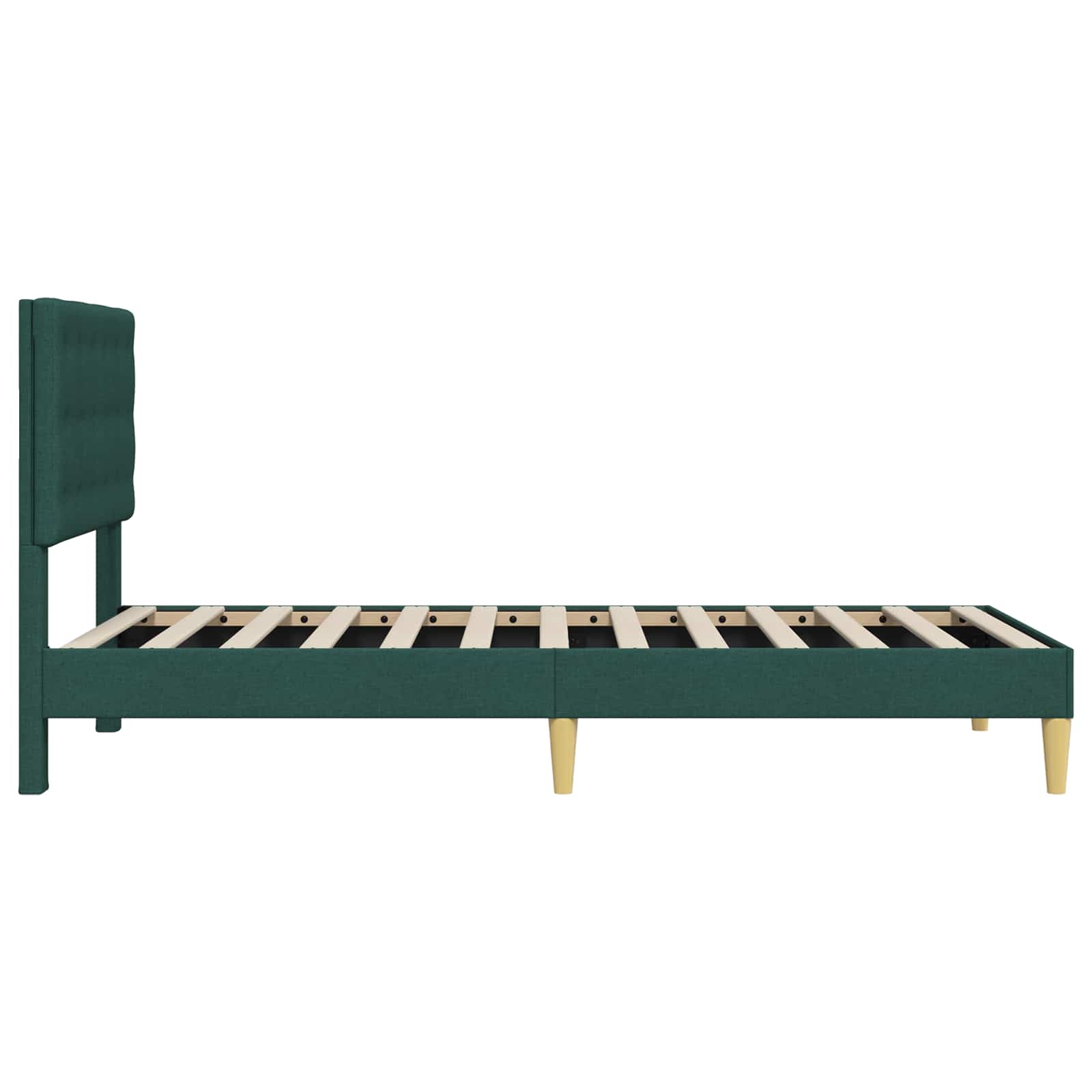 Sengestel med hovedgærde Mørkegrøn 90 x 190 cm Stof