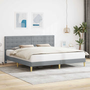 Sengestel med hovedgærde Lysegrå 200 x 200 cm Stof