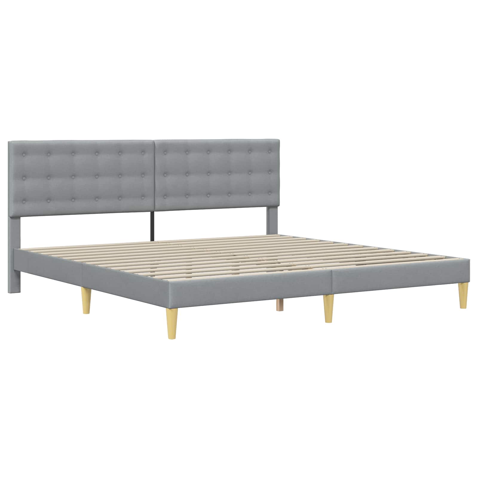 Sengestel med hovedgærde Lysegrå 200 x 200 cm Stof